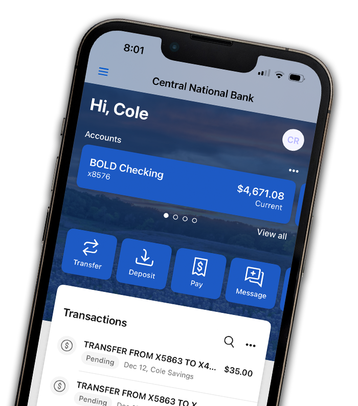 Mobile App Website Splash Image Central National Bank Mobile Banking